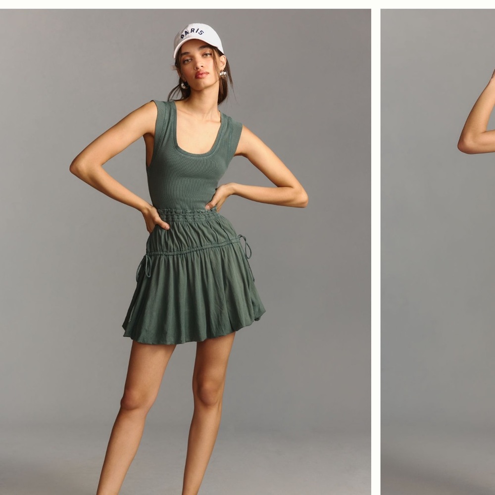 Anthropologie Daily Practice Dress, green “Mini Bubble Dress” size M